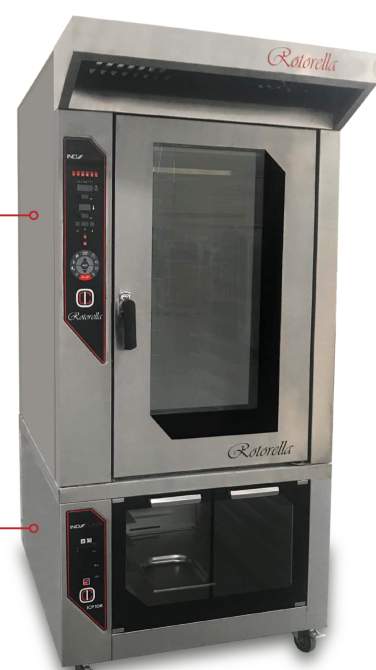 Konveksiyonlu Fırın Döner Sistemli Buharlı 10 Katlı Dijital Elektrik Isıtmalı Mayalandırmalı